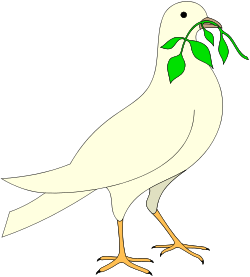 White Bird with Green Leaf in Beak - Elegant SVG Clipart