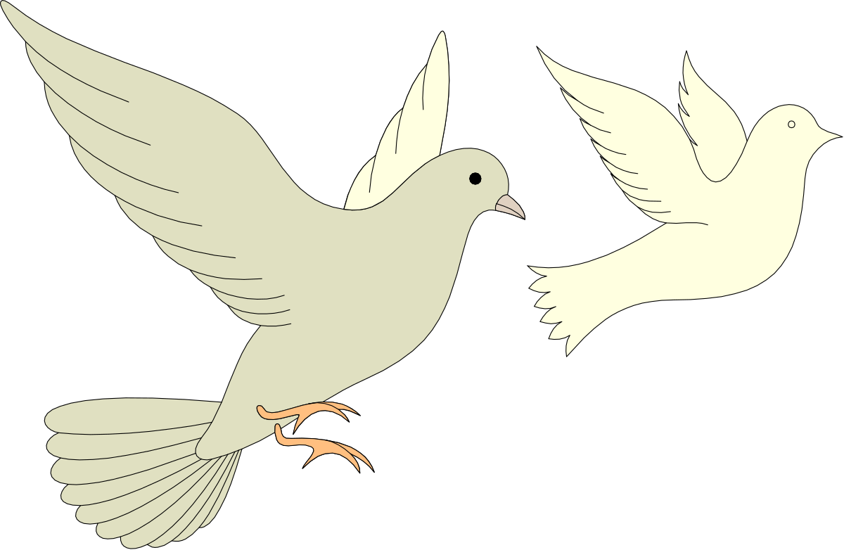 Two White Doves Flying in the Air - Elegant Clipart for Your Projects