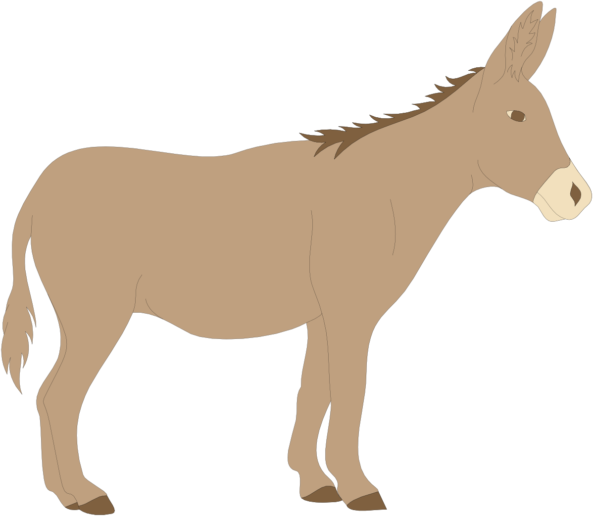 Donkey Clipart on Black Background - Versatile Farm Animal Graphics