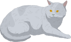 White Cat with Yellow Eyes - Charming Clipart Illustration