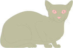 Gray Cat with Pink Eyes Sitting Down - Adorable Clipart Collection