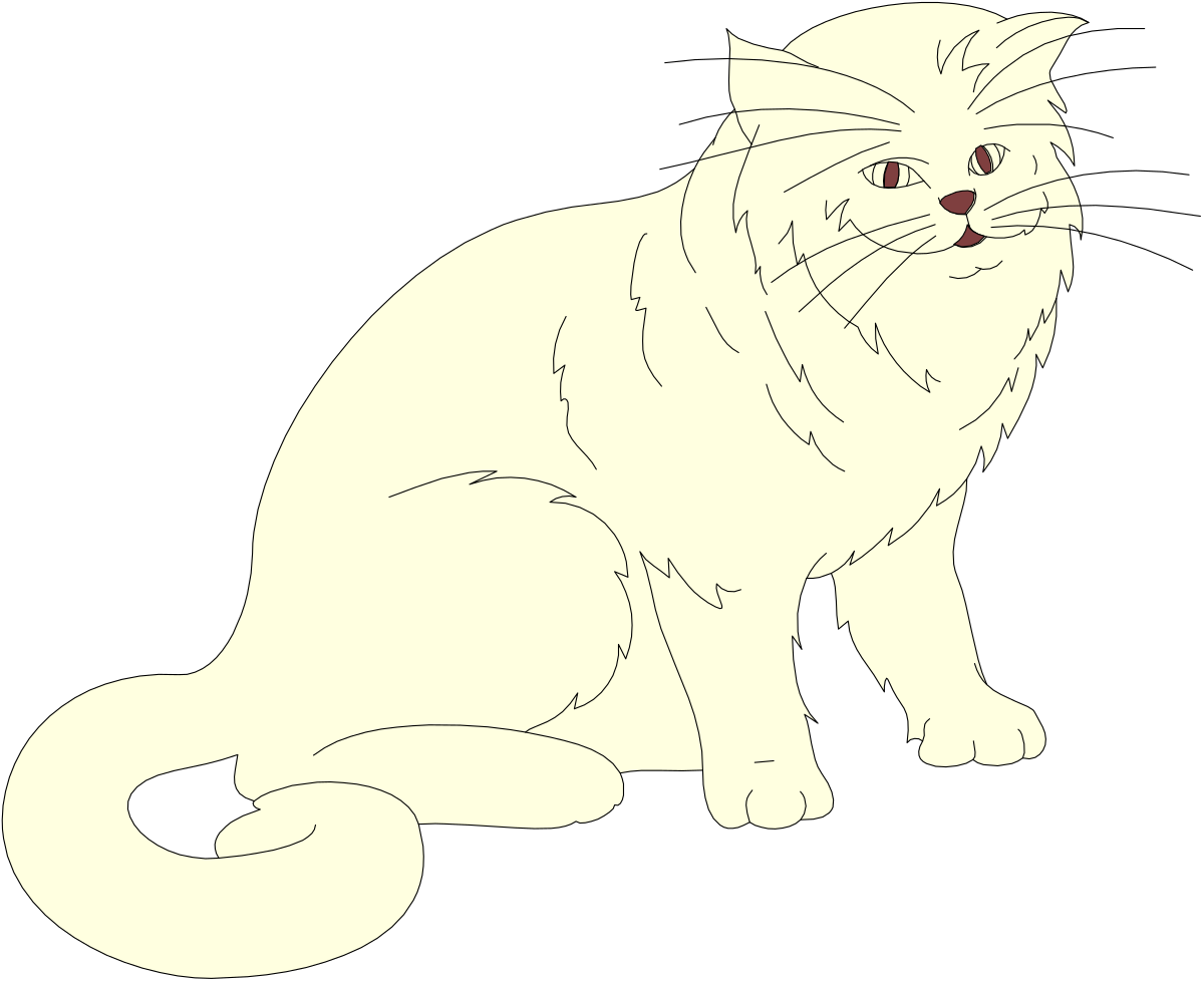 White Cat Sitting on the Ground Clipart for Creative Projects