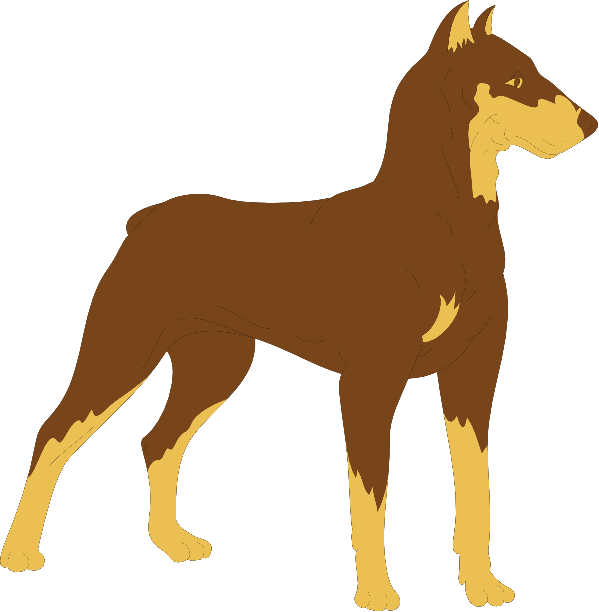 Brown Dog Standing on Black Background Clipart