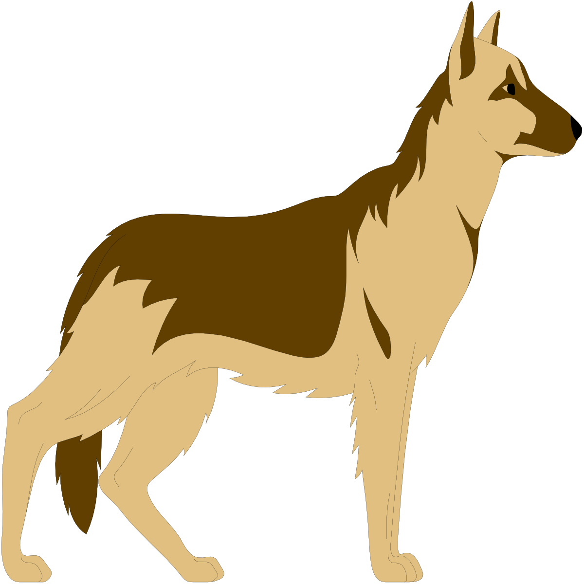 Brown and Black Dog Standing on Black Background - Stunning Clipart Collection