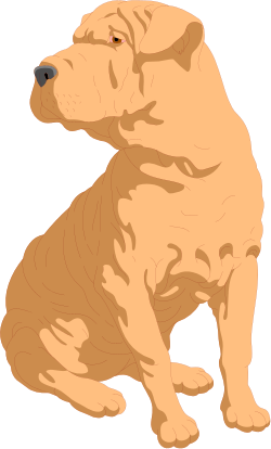 Dog Sitting Down on the Ground - Adorable Clipart Illustration