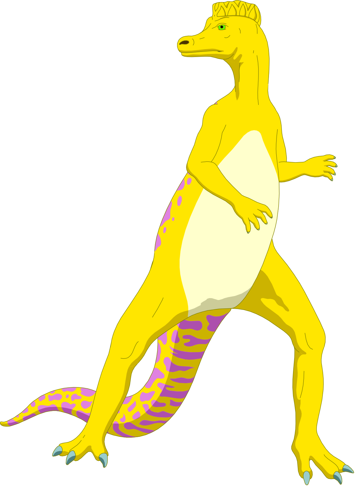 a yellow dinosaur with a pink tail and a white tail clip art png transparent Yellow Dinosaur with Pink and White Tail Clipart