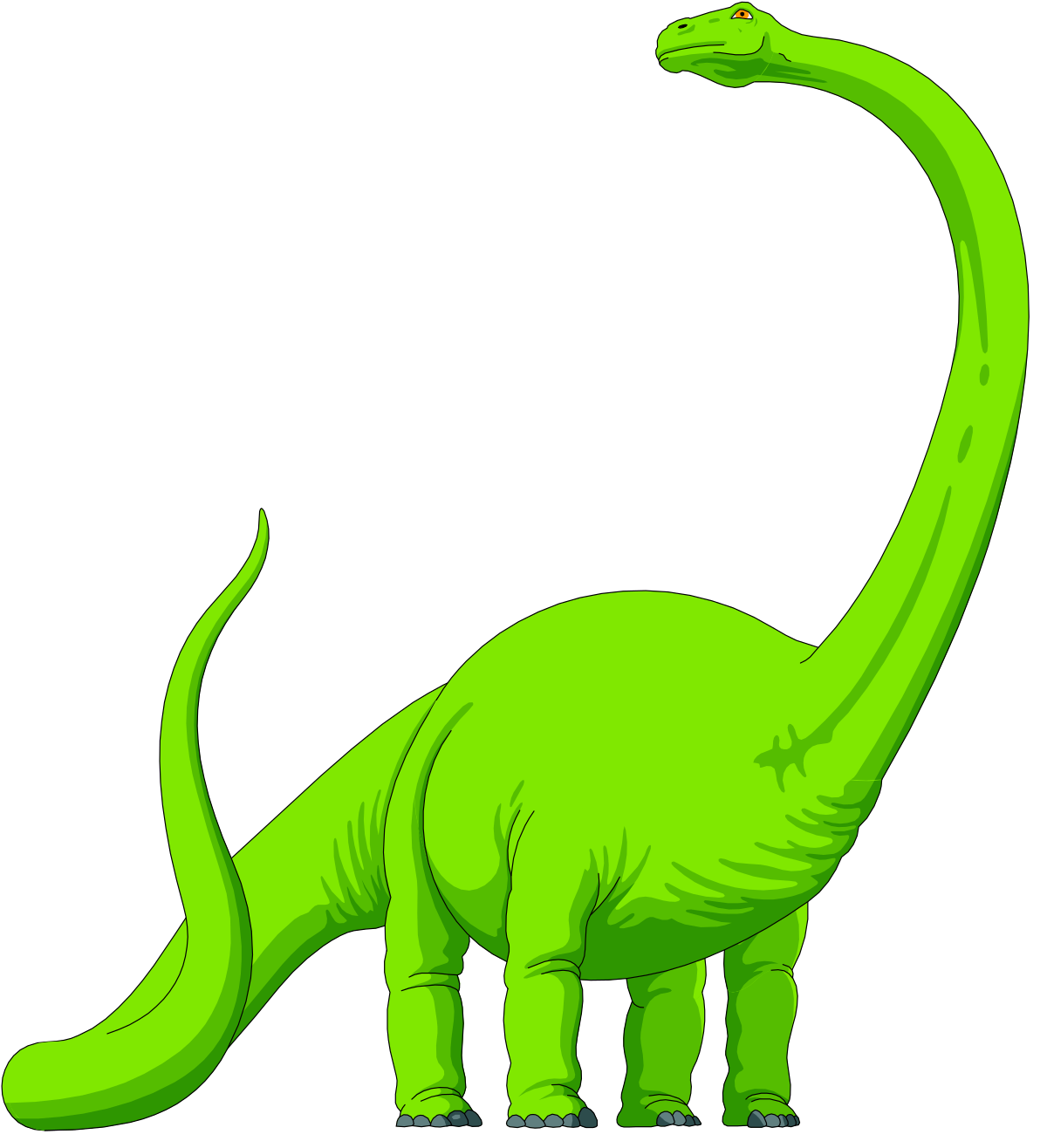 Green Dinosaur Clipart on Black Background - Dynamic and Playful Design