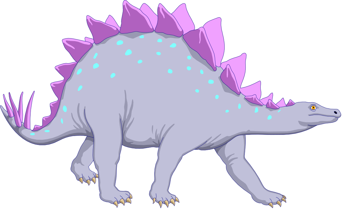 Cartoon Dinosaur Clipart: Adorable Pink and Blue Tail Design