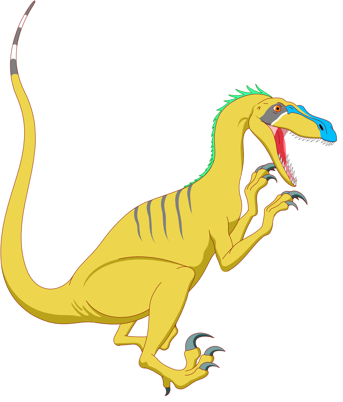 Yellow Dinosaur with Blue and Green Tail Clipart for Fun Designs