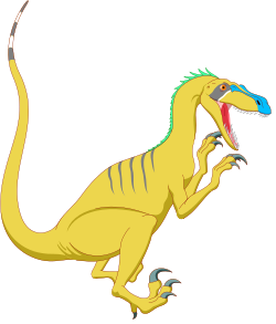 Yellow Dinosaur with Blue and Green Tail Clipart for Fun Designs