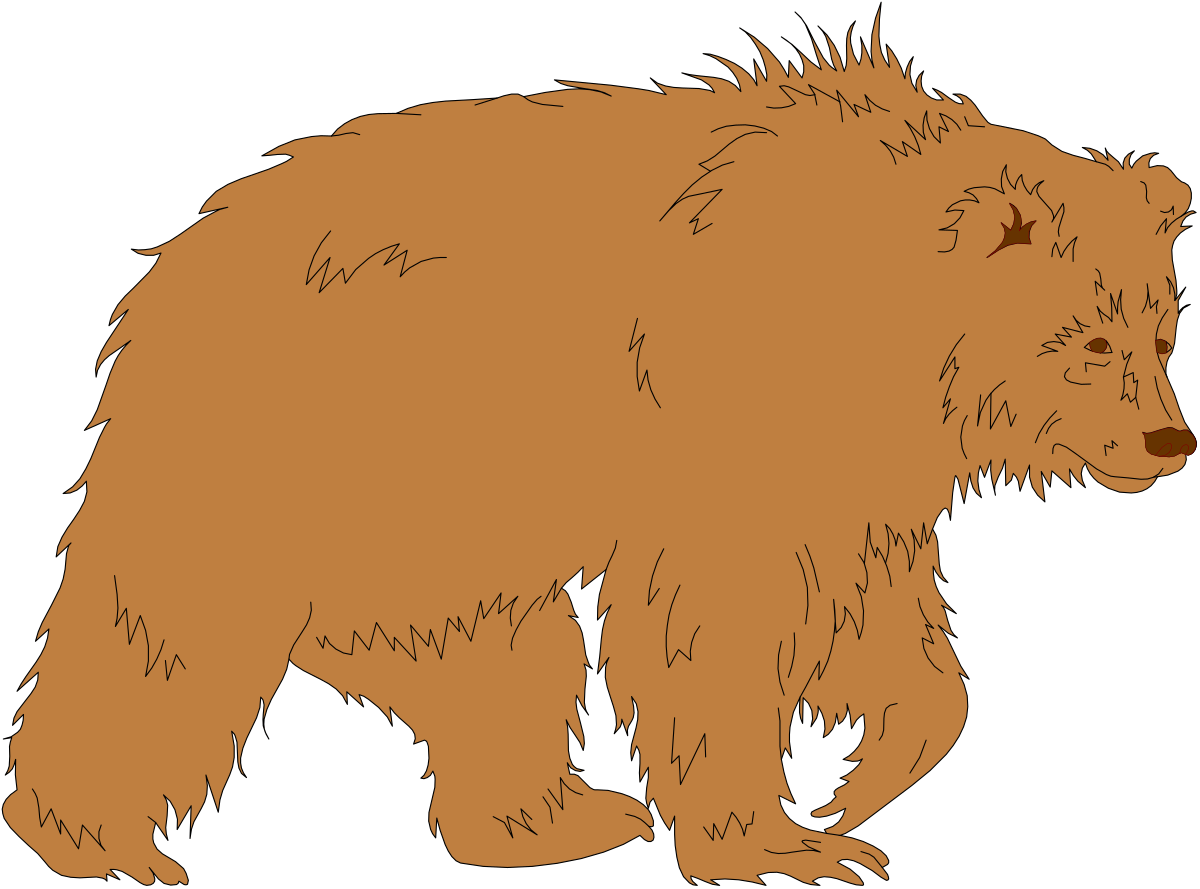 Brown Bear Walking on Black Background Clipart