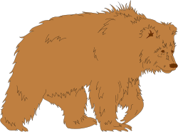 Brown Bear Walking on Black Background Clipart