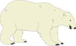 Polar Bear Walking on Black Background Clipart