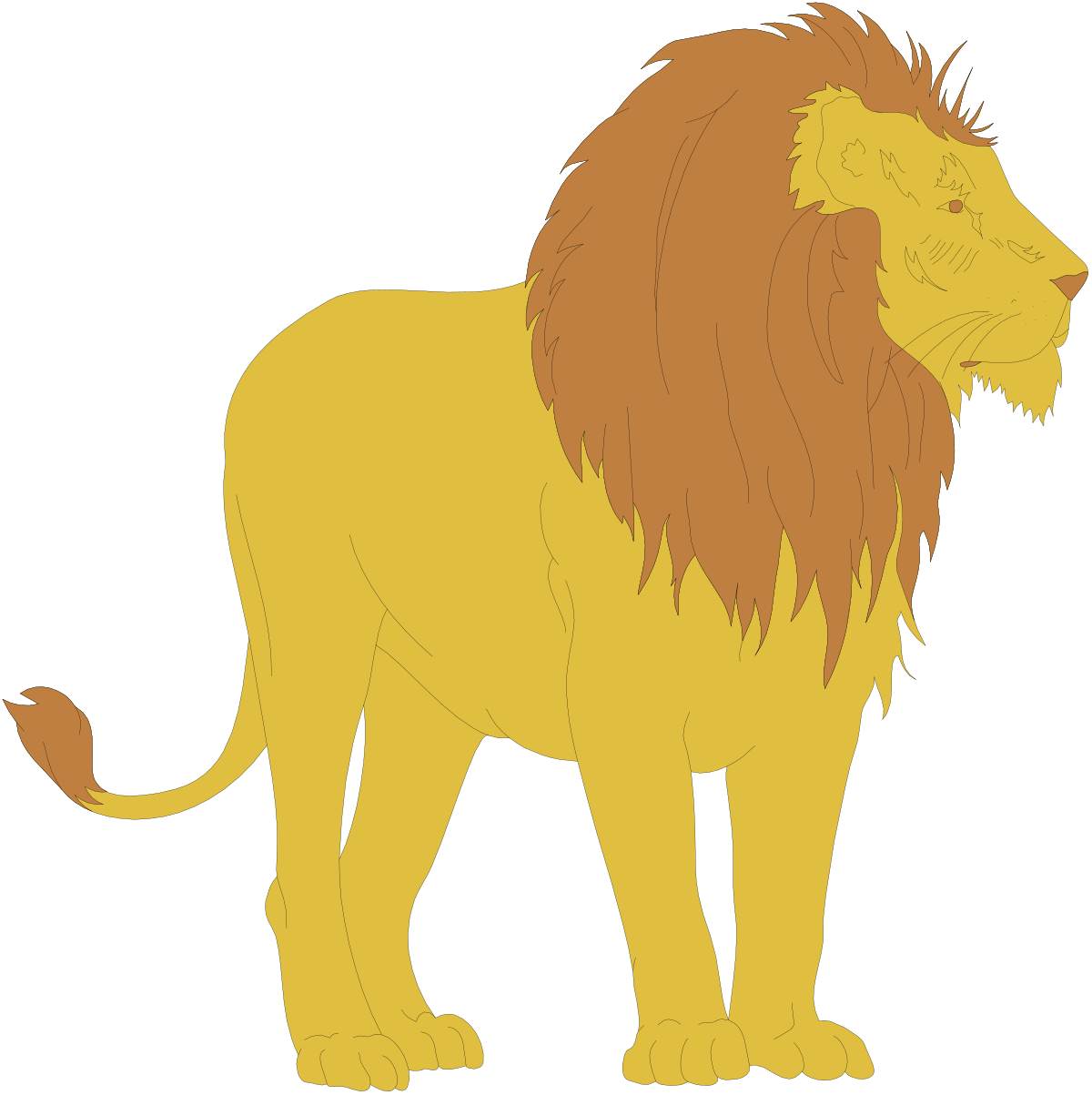 Lion Standing Majestically on Black Background Clipart