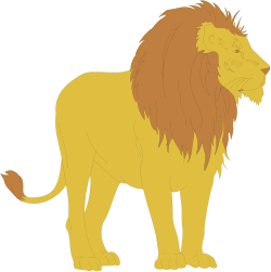 Lion Standing Majestically on Black Background Clipart