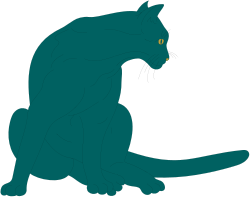 Black Cat Sitting on Ground - Whimsical Clipart Collection