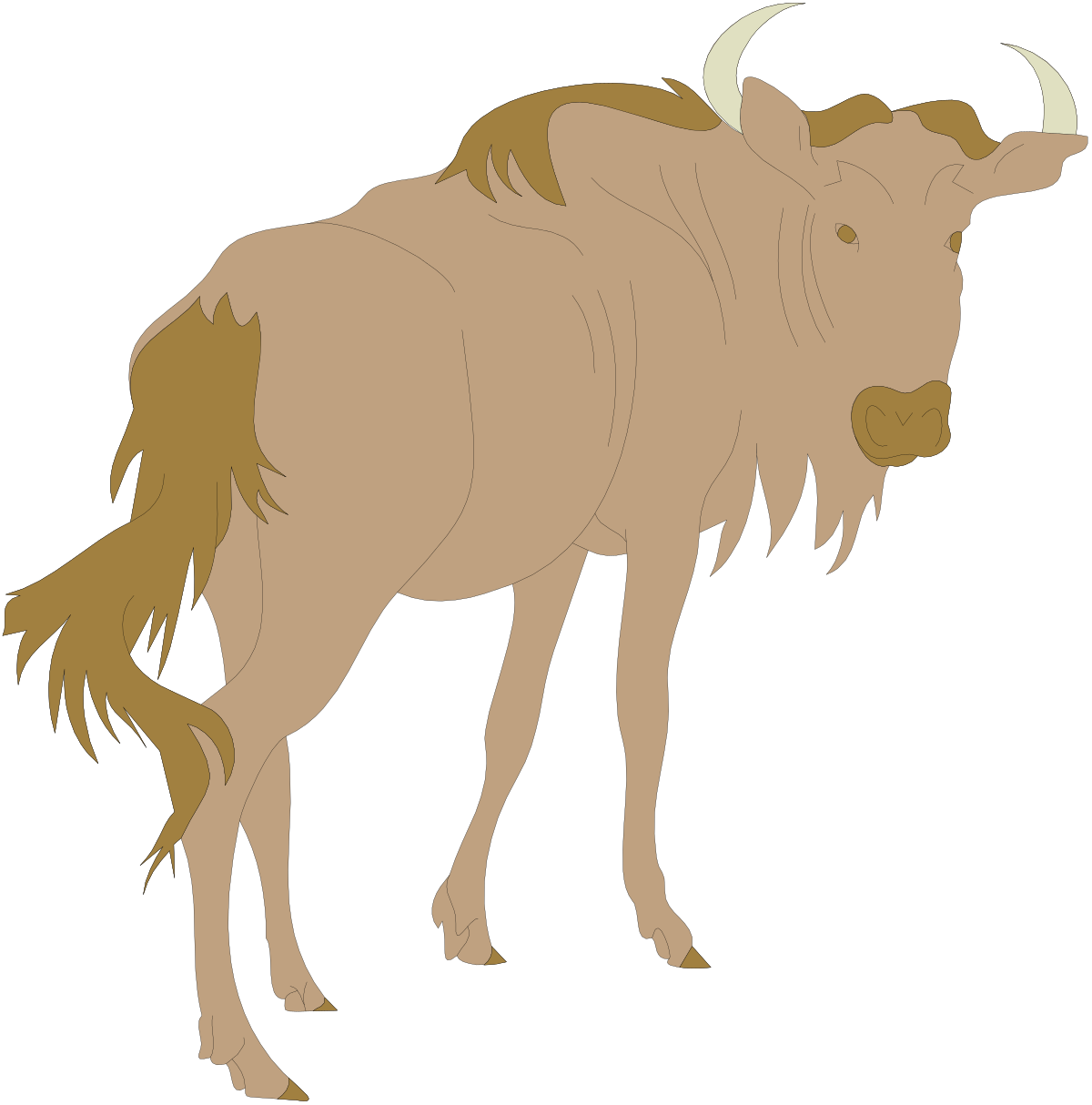 Brown Buffalo Clipart on Black Background - Stunning Wildlife Illustration