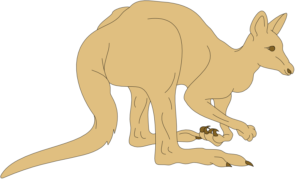Kangaroo with Baby in Pouch Clipart - Adorable Wildlife Scene