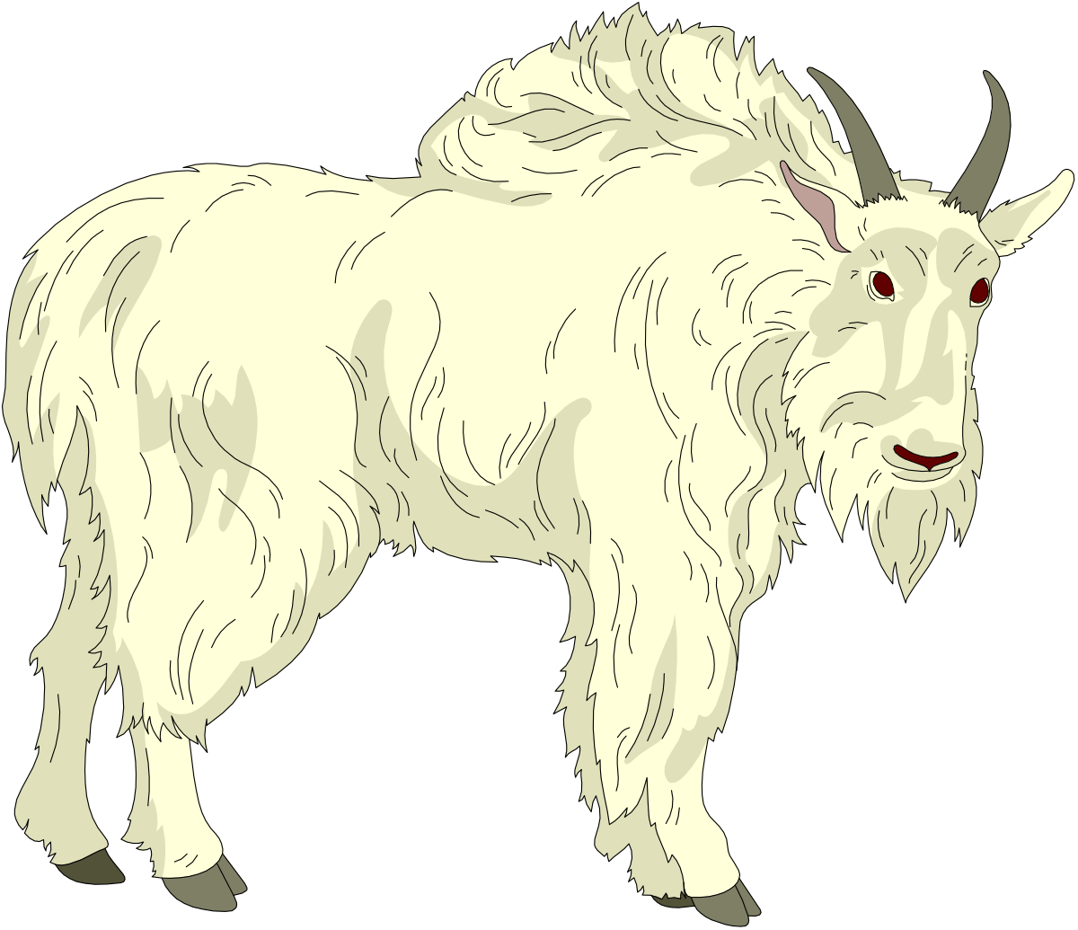 White Goat with Long Horns and Red Eye Clipart
