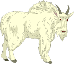 White Goat with Long Horns and Red Eye Clipart