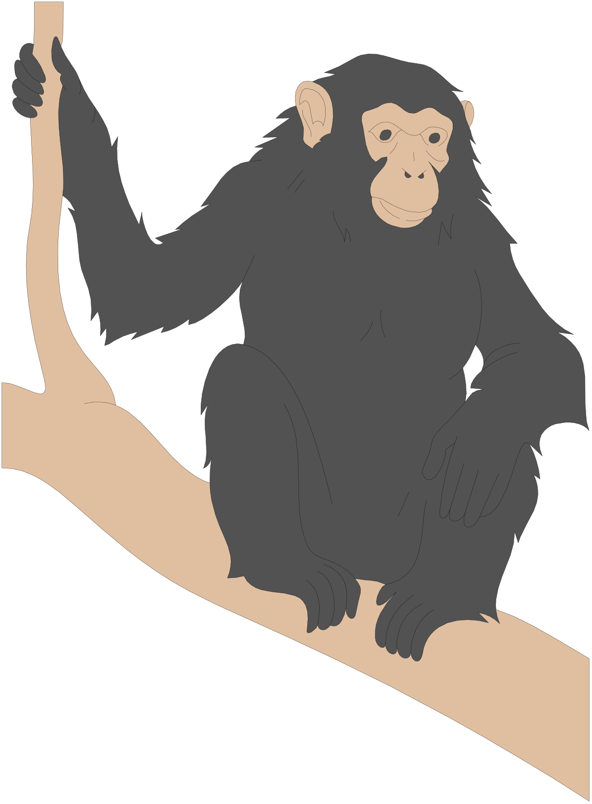 Monkey Sitting on a Branch - Playful Animal Clipart