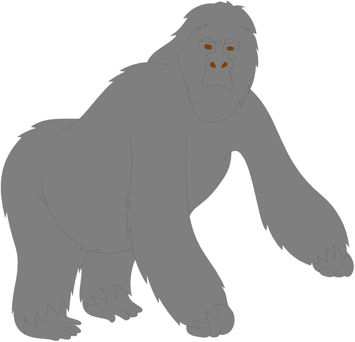 Gorilla with Orange Eyes Clipart - Unique Animal Illustration