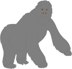 Gorilla with Orange Eyes Clipart - Unique Animal Illustration
