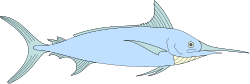 Blue Fish Clipart on Black Background - Vibrant Marine Life Illustration