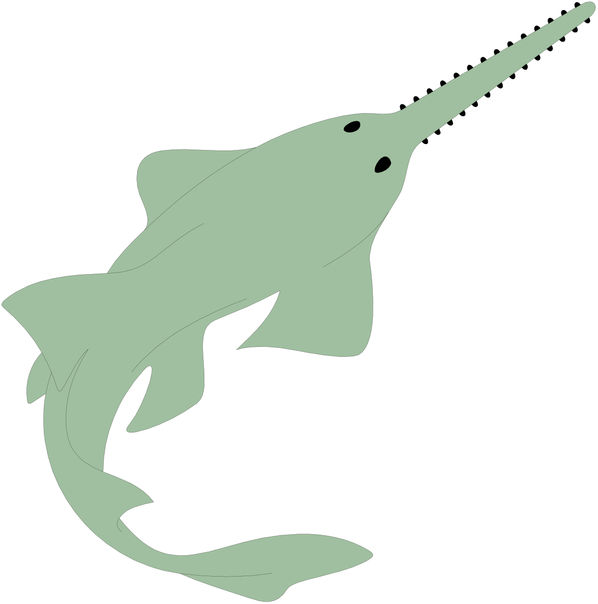 Green Fish Silhouette on Black Background Clipart