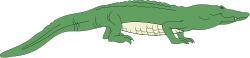 Green Dinosaur with White Tail on Black Background Clipart