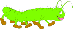 Caterpillar Clipart: Green Cater with Pink Nose and Brown Feet