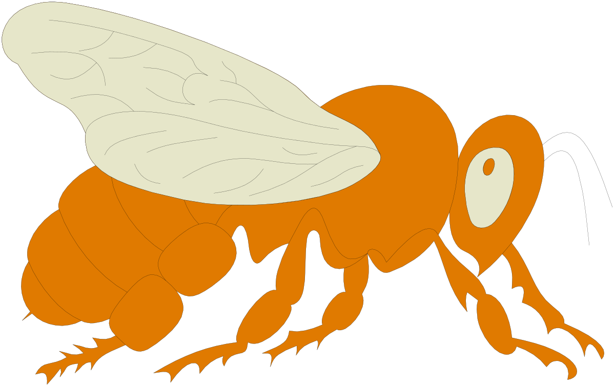 Bee Clipart: Charming White and Orange Body Illustration