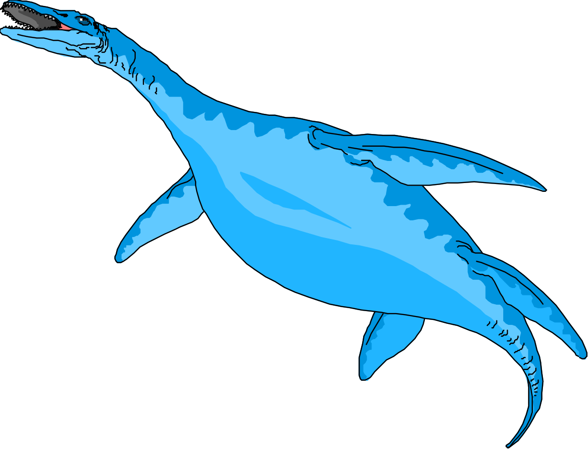 Blue Dinosaur on Black Background - Eye-Catching Clipart