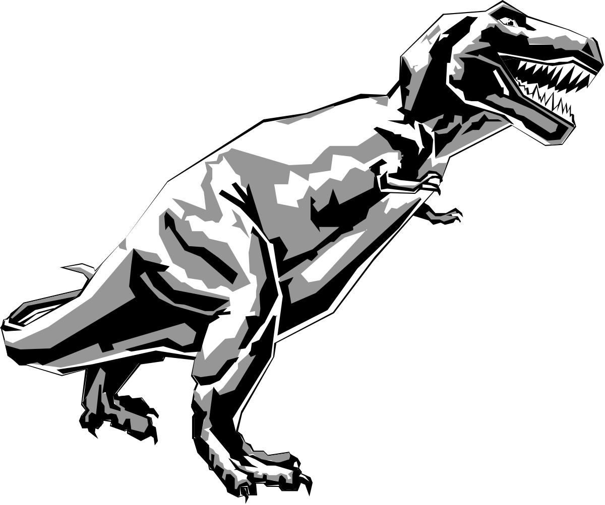 T-Rex Dinosaur Silhouette on Black Background - Bold Clipart for Dynamic Designs