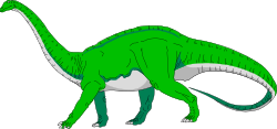 Green Dinosaur with White Tail on Black Background Clipart