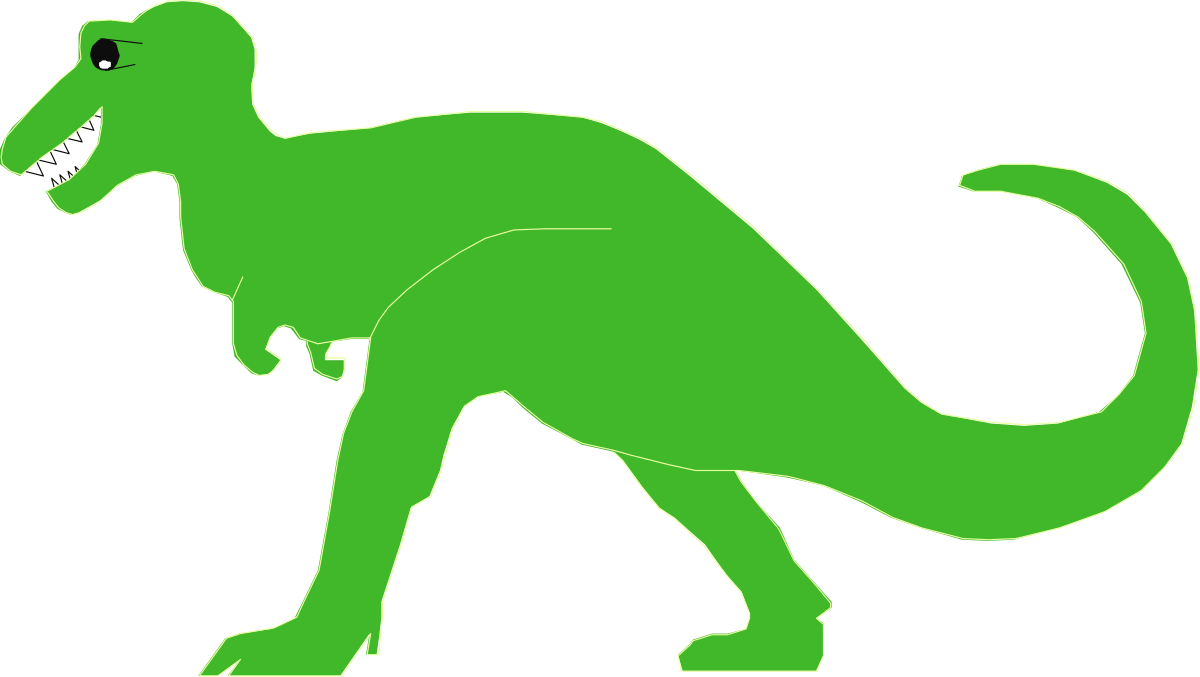 Green Dinosaur Silhouette on Black Background - Vibrant Clipart