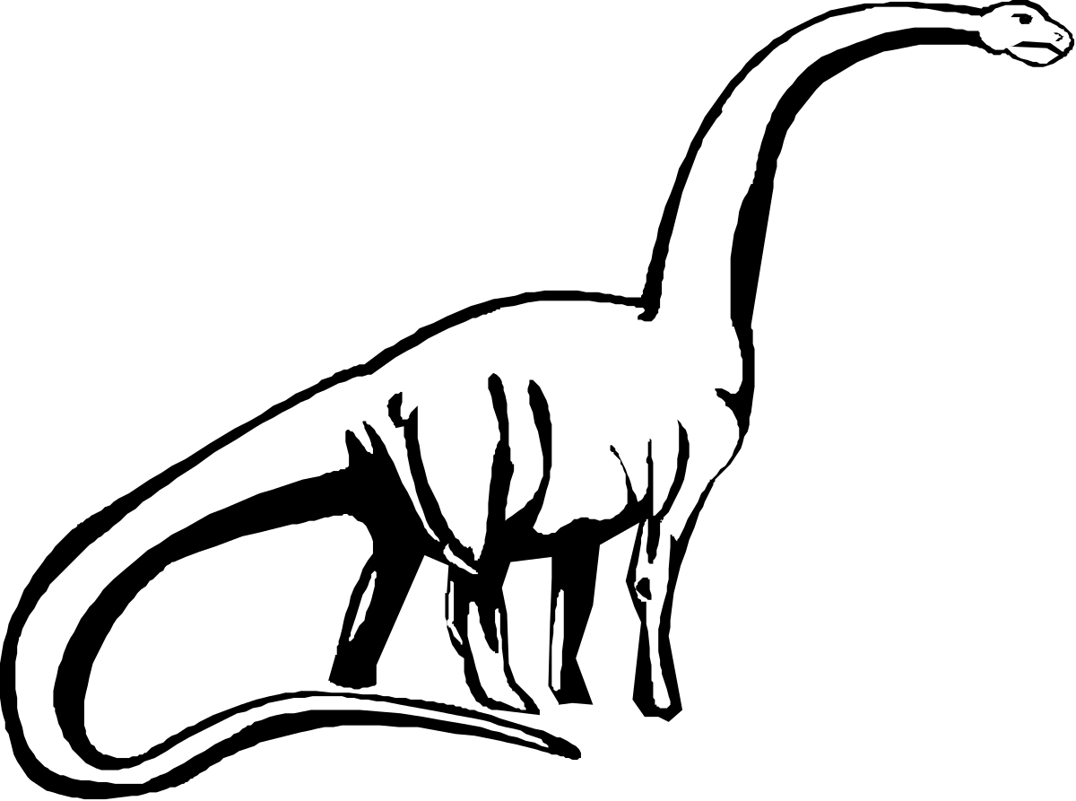 White Dinosaur Silhouette on Black Background - Striking Clipart Design