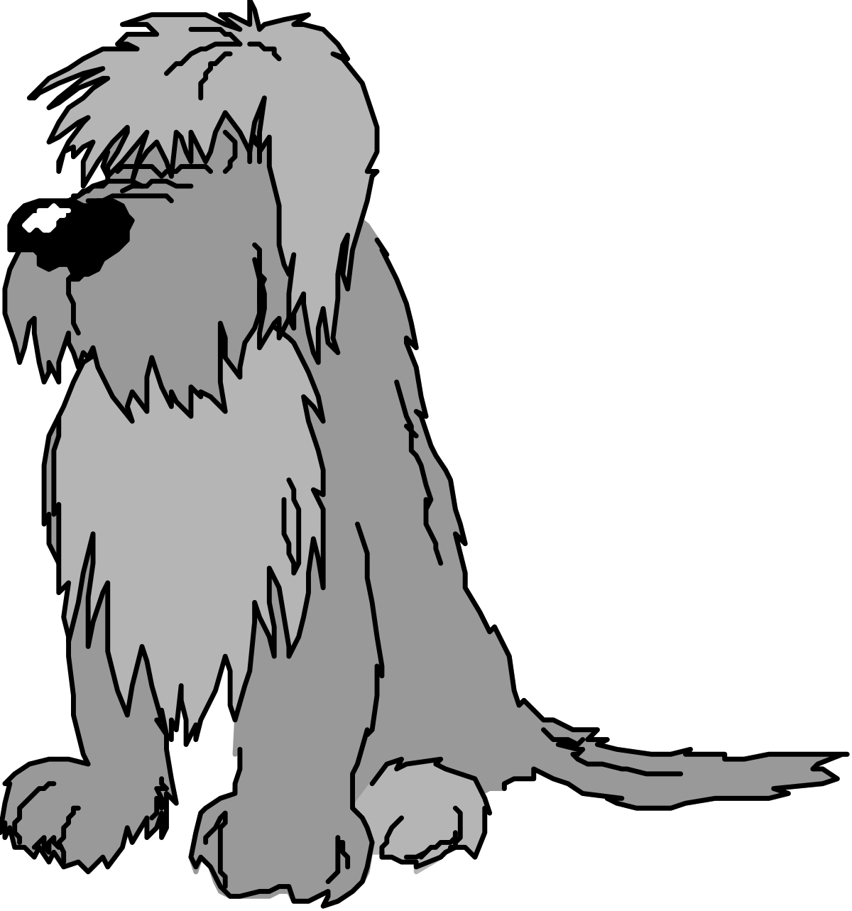 a black and white dog sitting down clip art png transparent Black and White Dog Sitting Clipart for Creative Projects