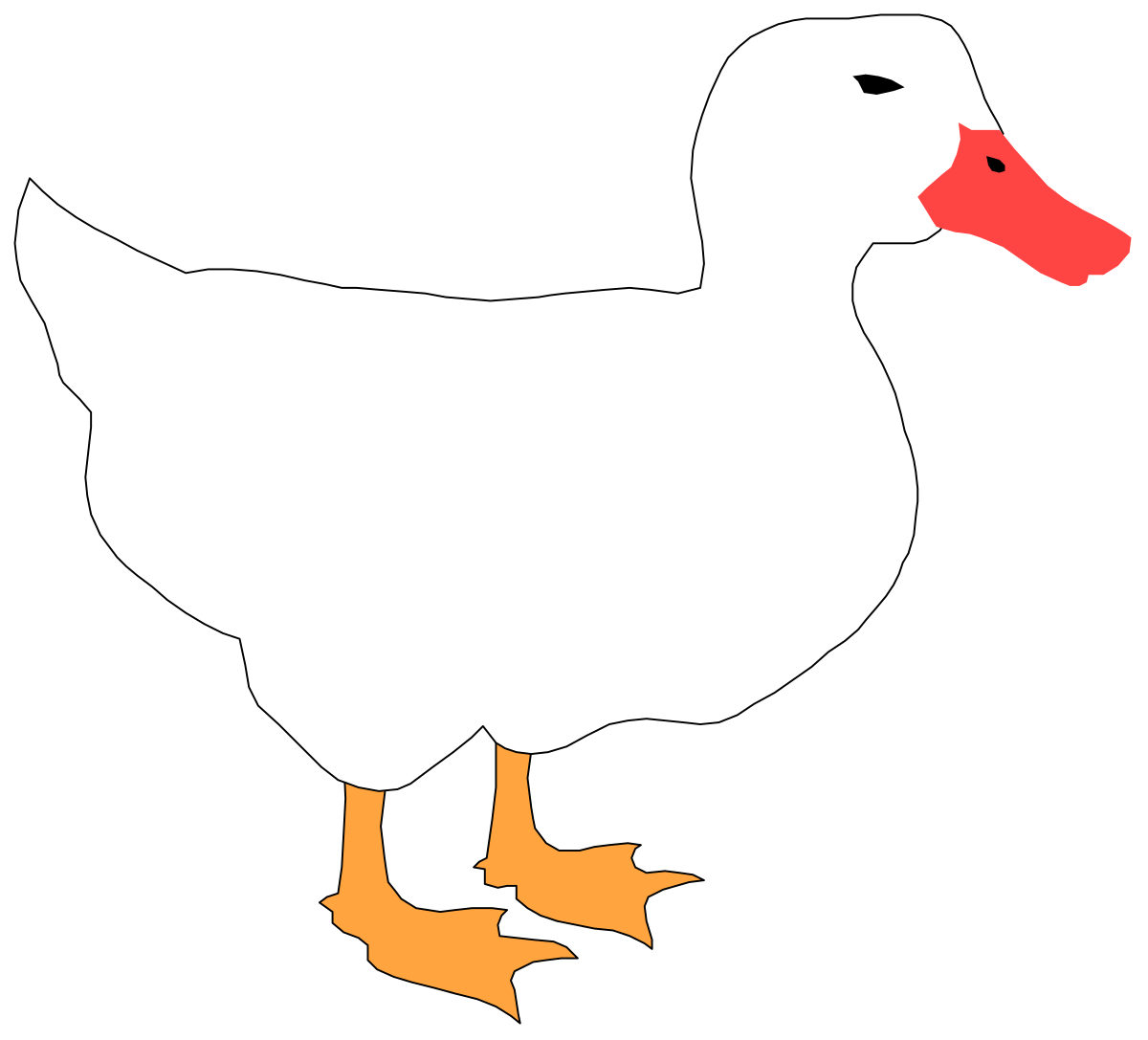 White Duck with Orange Feet - Charming Clipart for Your Creative Needs