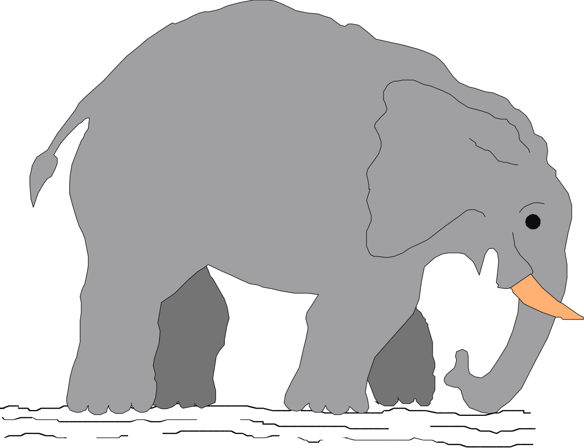 Elephant with Long Tuffly Trunk Clipart - Unique and Playful Design