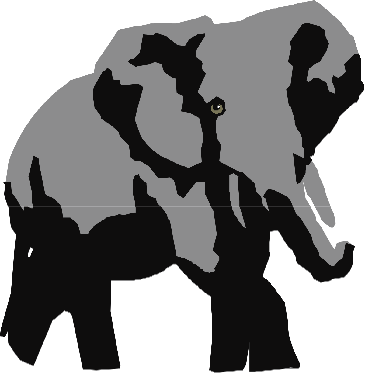 Black and White Elephant Silhouette Clipart