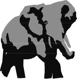 Black and White Elephant Silhouette Clipart