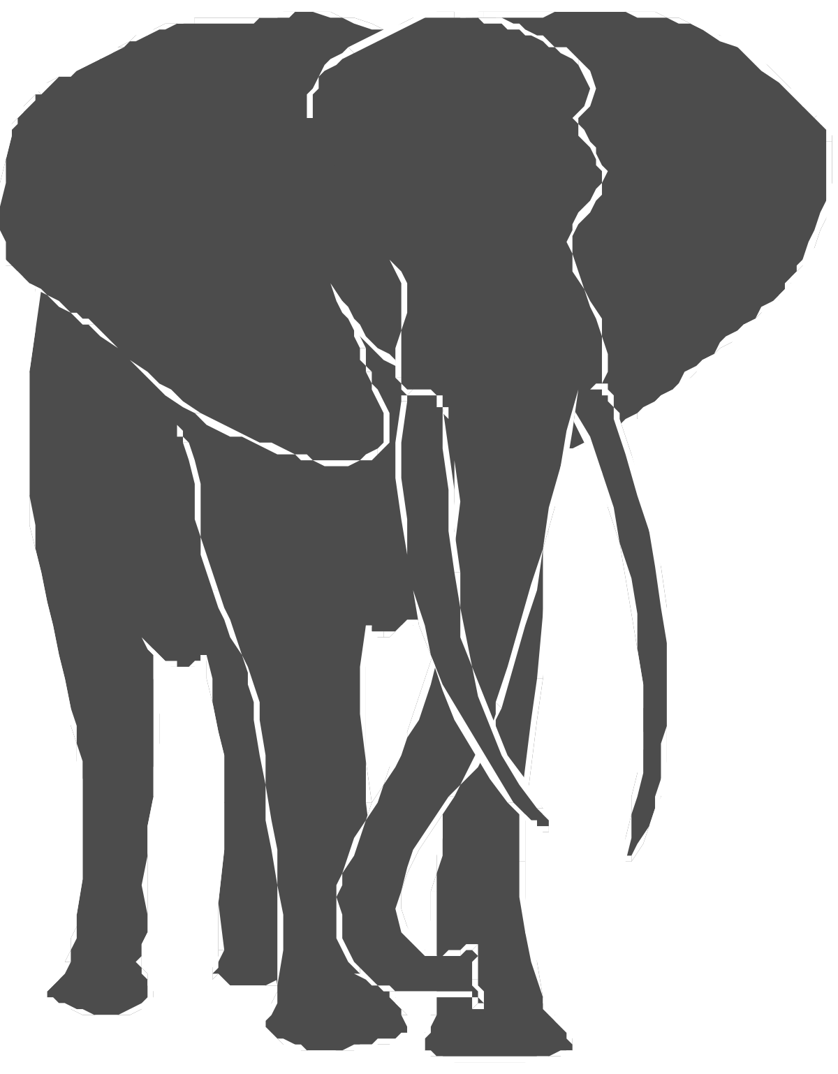 Elephant Silhouette on Black Background - Striking Clipart for Creative Projects