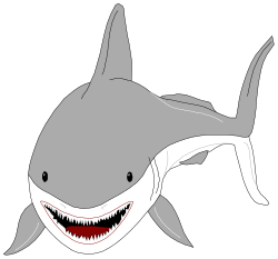 Shark with a Big Mouth Clipart - Ocean Predator Illustration