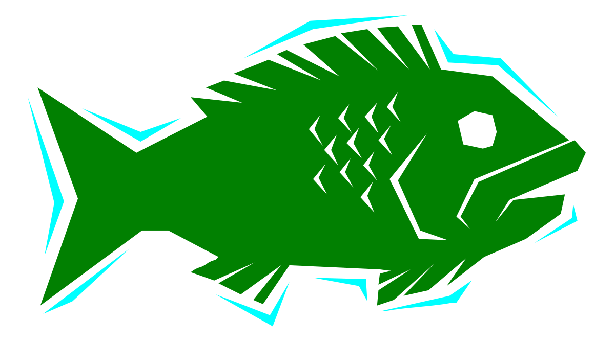 Green Fish Clipart on Black Background