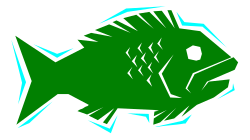 Green Fish Clipart on Black Background