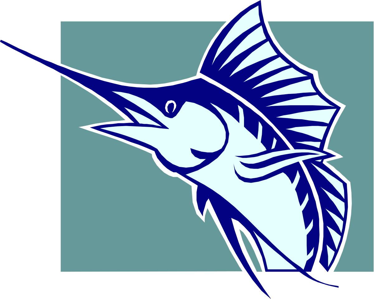 Blue Marlin Fish Clipart with White Tail - Vibrant Marine Scene