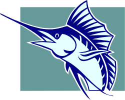 Blue Marlin Fish Clipart with White Tail - Vibrant Marine Scene