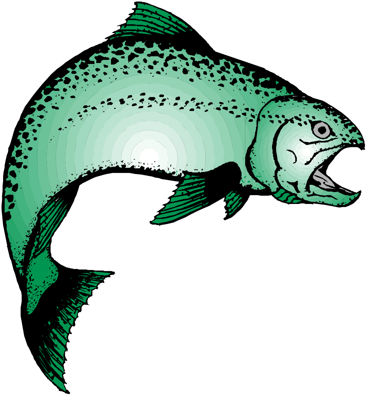 a fish with a green tail and a black background clip art png transparent Green-Tailed Fish Clipart on Black Background