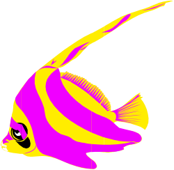 Pink and Yellow Fish with Black Background Clipart